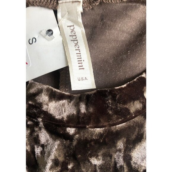 Peppermint USA Summer Waist Tie Crushed Velvet - Tan Size Small - Long Sleeve - Picture 6 of 7